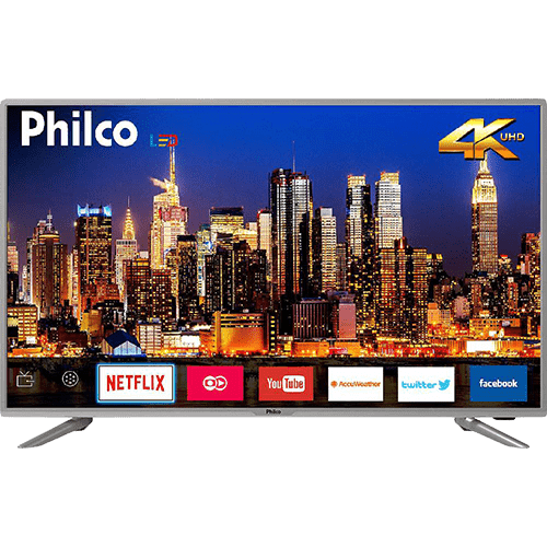 Ficha técnica e caractérísticas do produto Smart TV LED 40" Philco PTV40G50sNS Ultra HD 4k com Conversor Digital 3 HDMI 2 USB Wi-Fi Som Dolby 60Hz Prata