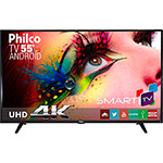 Ficha técnica e caractérísticas do produto Smart TV LED 55" Philco PH55E61DSGWA Ultra HD 4k com Conversor Digital 3 HDMI 2 USB Wi-Fi Closed Caption 60Hz Preta
