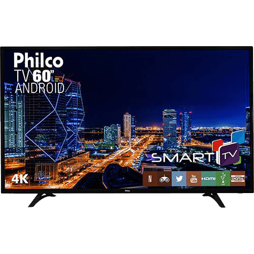 Ficha técnica e caractérísticas do produto Smart TV LED 60" Philco PH60D16DSGWN Ultra HD 4k com Conversor Digital 3 HDMI 2 USB Wi-Fi 60Hz Preta