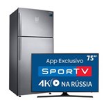 Ficha técnica e caractérísticas do produto Smart TV LED 75" UHD 4K Samsung 75MU6100 + Refrigerador Samsung RT46K6361SL Inox - 110V