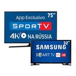 Ficha técnica e caractérísticas do produto Smart TV LED 75" UHD 4K Samsung 75MU6100 + Smart TV LED 32" HD Samsung 32J4300
