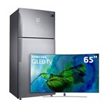 Ficha técnica e caractérísticas do produto Smart TV QLED 65" UHD 4K Curva Samsung Q8C + Refrigerador Samsung RT46K6361SL Inox - 110V