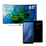 Ficha técnica e caractérísticas do produto Smart TV QLED 65" UHD 4K Curva Samsung Q8C + Smartphone Samsung Galaxy A8 Preto