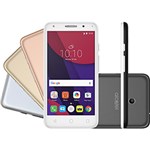 Ficha técnica e caractérísticas do produto Smartphone Alcatel PIXI4 5" Metallic Dual Chip Android 6.0 Tela 5" 8GB + 16GB (cartão SD) 4G Câmera 8MP Selfie 5MP Flash Frontal + 4 Capas Metálicas - Prata