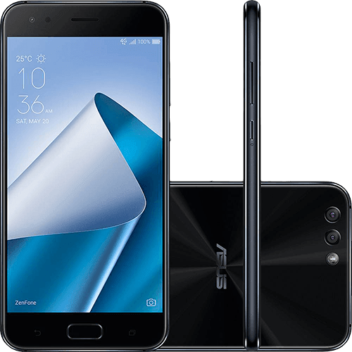 Ficha técnica e caractérísticas do produto Smartphone Asus Zenfone 4 6GB Memória Ram Dual Chip Android Tela 5.5" Snapdragon 64GB 4G Câmera Dual Traseira 12MP + 8MP Câmera Frontal 8MP - Preto