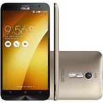 Ficha técnica e caractérísticas do produto Smartphone Asus Zenfone 2 ZE551ML, 4G Android 5.0 Intel Quad Core 2.3GHz 16GB Câmera 13MP Tela 5.5, Dourado