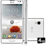 Ficha técnica e caractérísticas do produto Smartphone LG L9 Desbloqueado Tim Branco - Android 4.0 - Processador Dual Core 1GHz, Tela 4.7", Câmera 5.0MP, 3G, Wi-Fi, Memória 4GB e Cartão 4GB