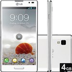 Ficha técnica e caractérísticas do produto Smartphone LG L9 Desbloqueado Tim Branco - Android 4.0 - Processador Dual Core 1GHz, Tela 4.7", Câmera 5.0MP, 3G, Wi-Fi, Memória Interna 4GB e Cartão 4GB