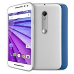 Ficha técnica e caractérísticas do produto Smartphone Moto G™ (3ª Geração) Colors XT1543 Branco com 16GB, Tela de 5'', Dual Chip, Android 5.1, 4G, Câmera 13MP e Processador Quad-Core de 1.4 GHz
