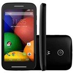 Ficha técnica e caractérísticas do produto Smartphone - Motorola Moto e Dual - Preto (Snapdragon 410, 1GB RAM, 8GB, 4,5pol, 5MP+VGA, 4G) - XT1514