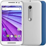 Smartphone Motorola Moto G (3ª Geração) Colors Dual Chip Android 5.1 Tela 5" 16GB 4G Câmera 13MP - Branco + 1 Capa Azul