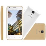 Ficha técnica e caractérísticas do produto Smartphone MS45S P9042 Dourado/Branco, Dual Chip, Tela 4.5", 3G+WiFi, Android Lollipop, Quad Core 1.2Ghz, 5MP 8GB - Multilaser