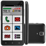 Ficha técnica e caractérísticas do produto Smartphone Multilaser MS45S Senior Quad Core Android 5.0 Cam 3/5Mp 8Gb+8GB 4,5" 3G Preto P9029