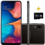 Ficha técnica e caractérísticas do produto Smartphone Samsung A205 Galaxy A20 Preto 32 GB + Cartão de Memória 32GB