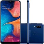 Ficha técnica e caractérísticas do produto Celular Samsung Galaxy A20 Azul 32GB Android 9 Tela 6.4" Octa Camera 13MP+5MP