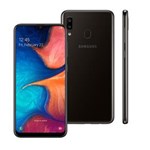 Ficha técnica e caractérísticas do produto Smartphone Samsung Galaxy A20 Preto 32GB, Tela Infinita de 6.4", Câmera Traseira Dupla, Leitor de Digital, Android 9.0 e Processador Octa-Core
