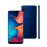Ficha técnica e caractérísticas do produto Smartphone Samsung Galaxy A20 SM-A205GZBJZTO 32GB 6,4" 13+5MP 4G Azul
