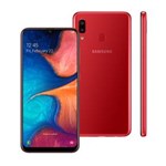 Ficha técnica e caractérísticas do produto Smartphone Samsung Galaxy A20 Vermelho 32GB, Tela Infinita de 6.4", Câmera Traseira Dupla, Leitor de Digital, Android 9.0 e Processador Octa-Core