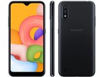 Ficha técnica e caractérísticas do produto Smartphone Samsung Galaxy A01 32GB Preto 4GB - 2GB RAM Tela 5,7 Câm. Dupla + Câm. Selfie 5MP