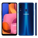 Ficha técnica e caractérísticas do produto Smartphone Samsung Galaxy A20s Azul 32GB, Câmera Tripla Traseira, Selfie de 8MP, Tela Infinita de 6.5", Leitor de Digital, Octa Core e Android 9.0