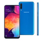Ficha técnica e caractérísticas do produto Smartphone Samsung Galaxy A50 Azul 64GB, Tela Infinita de 6.4", Câmera Traseira Tripla, Leitor de Digital na Tela, Android 9.0 e Processador Octa-Core
