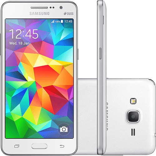 Ficha técnica e caractérísticas do produto Smartphone Samsung Galaxy Gran Prime Duos Dual Chip Android Tela 5" Memória Interna 8GB 3G Câmera 8MP - Branco