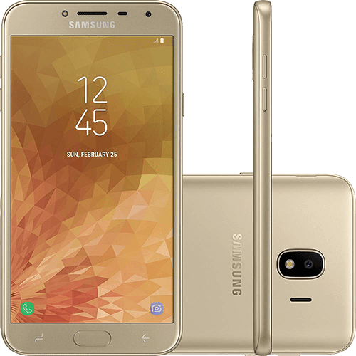 Ficha técnica e caractérísticas do produto Smartphone Samsung Galaxy J4 32GB Dual Chip Android 8.0 Tela 5.5" Quad-Core 1.4GHz 4G Câmera 13MP - Dourado
