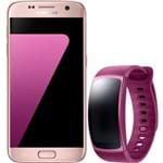 Ficha técnica e caractérísticas do produto Smartphone Samsung Galaxy S7 Android 6.0 Tela 5.1" 32GB Wi-Fi 4G Câmera 12MP - Rosé + Smartwatch Samsung Gear Fit 2 Pulseira P Rosa