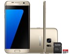 Ficha técnica e caractérísticas do produto Smartphone Samsung Galaxy S7 Edge 32GB Dourado 4G - Câm. 12MP + Selfie 5MP Tela 5.5” + Cartão 16GB