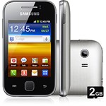 Ficha técnica e caractérísticas do produto Smartphone Samsung Galaxy Y Desbloqueado Claro Cinza - Android 2.3, Tela 3", Câmera de 2MP, 3G, Wi-Fi, Memória Interna 150MB e Cartão 2GB