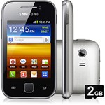 Ficha técnica e caractérísticas do produto Smartphone Samsung Galaxy Y Desbloqueado Vivo Prata - Android Processador 832MHz Tela 3" Câmera 2MP 3G Wi-Fi Cartão Micro SD 2GB