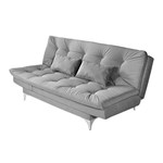 Sofá Cama 3 Lugares Versátil Veludo Liso Cinza - Império Estofados