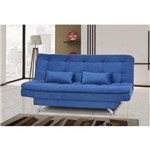 Ficha técnica e caractérísticas do produto Sofá Cama Salomé 3 Lugares 1,85m Encosto Retrátil Espuma D26 e Pés de Alumino - Suede Amassado Azul