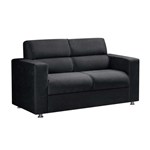 Sofá 2 Lugares Lyon Suede Amassado Preto - Mobly