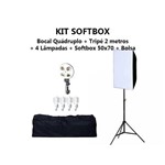 Ficha técnica e caractérísticas do produto Softbox 50x70 Bocal Quadruplo/ Tripe/ Bolsa/ 4Lampadas 110V