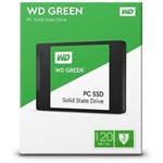 Ficha técnica e caractérísticas do produto SSD 120GB WD Green 2.5´ SATA III 6Gb/s Leituras: 540MB/s e Gravações: 430MB/s