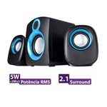 Ficha técnica e caractérísticas do produto Subwoofer 2.1 USB 0445 Bright