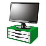 Ficha técnica e caractérísticas do produto Suporte para Monitor com 3 Gavetas MDF Color Verde Souza