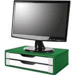 Ficha técnica e caractérísticas do produto Suporte para Monitor de Mesa em Mdf Verde com 2 Gavetas Brancas