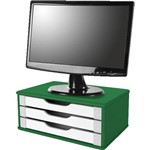 Ficha técnica e caractérísticas do produto Suporte para Monitor de Mesa em Mdf Verde com 3 Gavetas Brancas