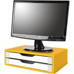 Ficha técnica e caractérísticas do produto Suporte para Monitor 2 Gavetas Amarelo e Branco