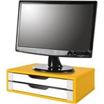 Ficha técnica e caractérísticas do produto Suporte para Monitor 2 Gavetas Linha Color - Amarelo com Branco