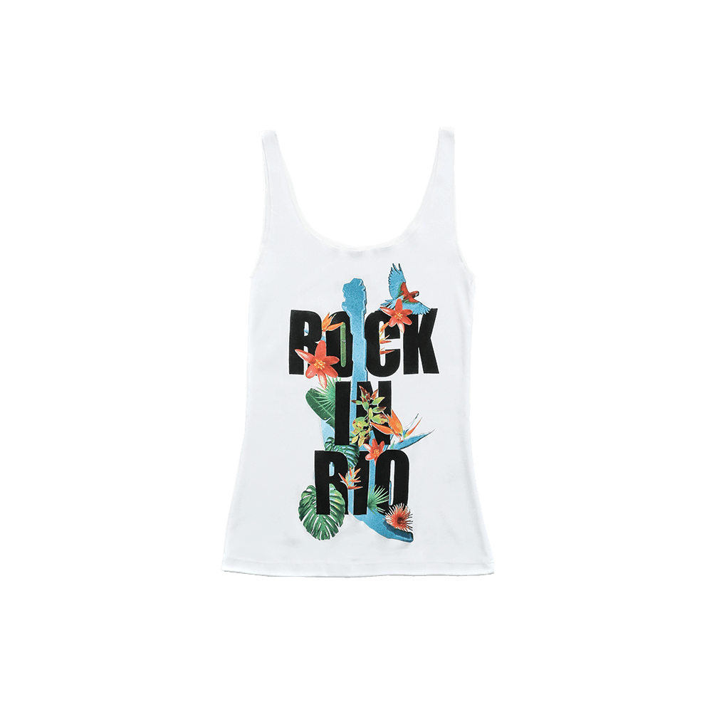 Ficha técnica e caractérísticas do produto T Shirt Rock In Rio Regata Tropical Feminina