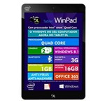 Ficha técnica e caractérísticas do produto Tablet DL WinPad TP295 com Tela 7,85”, Suporte à Modem 3G, Wi-Fi, Câmeras Integrada, Windows 8.1 e Processador Intel Quad Core - Prata Metálico