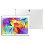 Ficha técnica e caractérísticas do produto Tablet Samsung Galaxy Tab S com Tela 10.5” Super Amoled, 4G, 16GB, Processador Octa-Core, Câmera 8MP, Wi-Fi, A-GPS e Android 4.4 - Branco