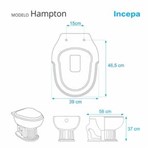 Ficha técnica e caractérísticas do produto Tampa de Vaso Hampton Branco para Bacia Incepa - Branco