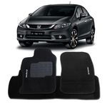 Ficha técnica e caractérísticas do produto Tapete Carpete Honda New Civic 2014 À 2016 Personalizado Preto Com Logo - 3 Peças
