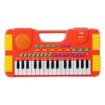 Ficha técnica e caractérísticas do produto Teclado Piano Gravador Infantil Vermelho Rock Party - DM Toys