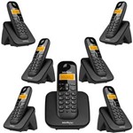 Ficha técnica e caractérísticas do produto Telefone Fixo Sem Fio com 6 Ramal Adicional Preto Bina TS 3110