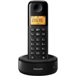 Ficha técnica e caractérísticas do produto Telefone Sem Fio com Id D1301B/Br Preto Philips